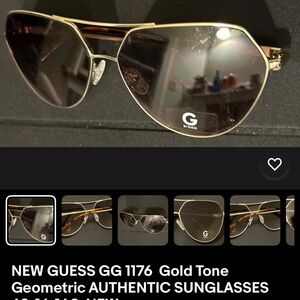 Guess GG1176 Gold Geometric Sunglasses with Dark Lenses no case NEW